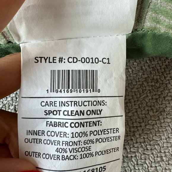 Casa Decor Home 20x20 Green Beige Pattern Textured Velvet Luxury Square Pillow - Picture 10 of 11